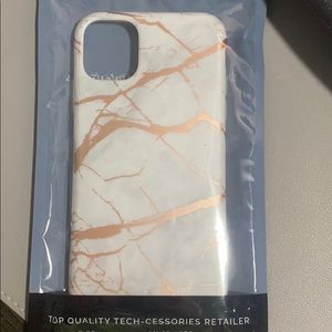 iPhone 11 white and rose gold marble case